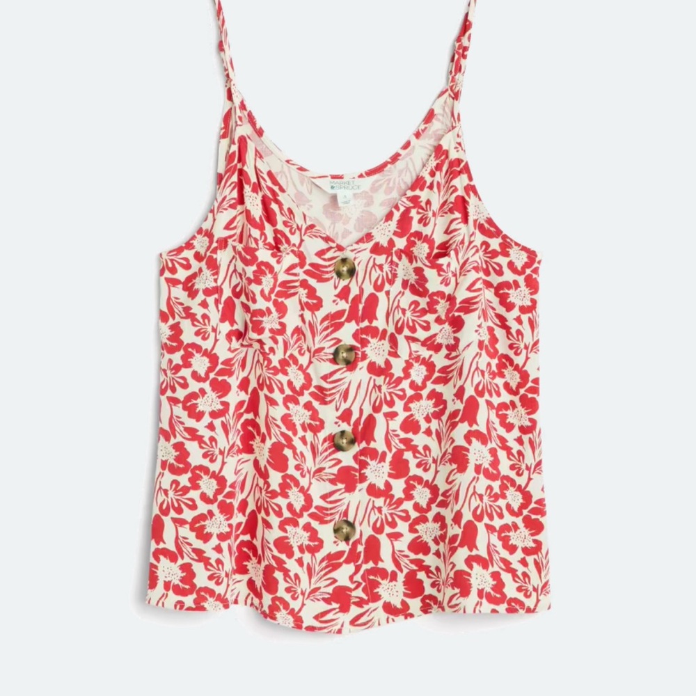 Market & Spruce Red and White Camisole Top